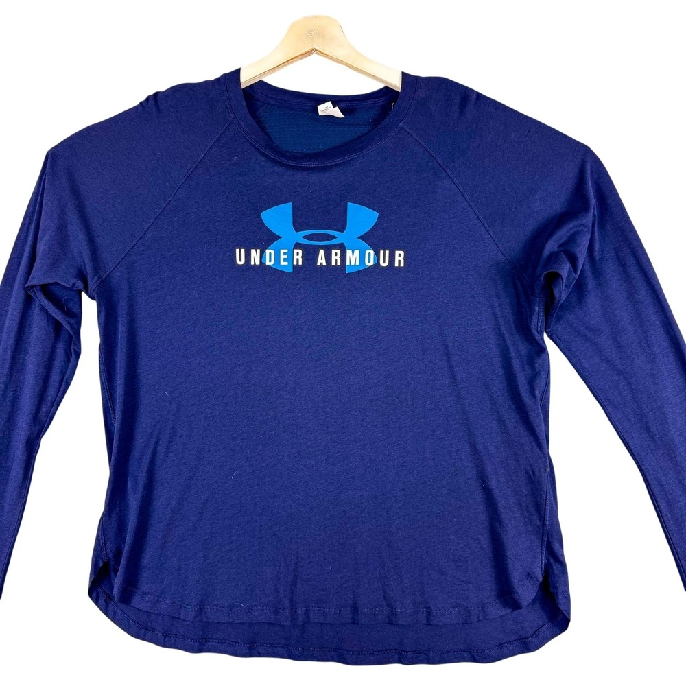 Under Armour Shirt Womens Medium Blue Long Sleeve Mesh Back Athletic NEW 1313869